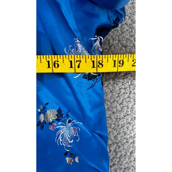 Vintage Women's Blue Black Reversible Satin Pankou Asian Blazer Size Large - Picture 5 of 12